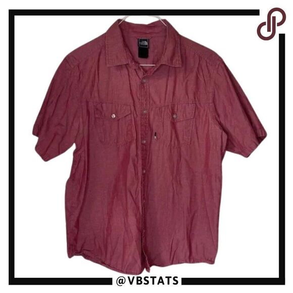 The North Face Large Red-Wine Short Sleeve Button Down Shirt - Picture 1 of 7